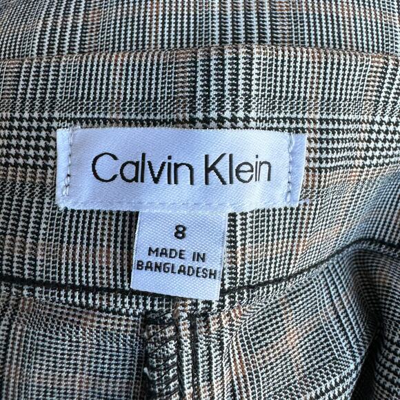 New Calvin Klein Women Gray Plaid Stretch Flat Front Mid Rise Suit Pants 8 - Picture 7 of 7